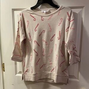 Festive Candy Cane Sweater in Cream and Red